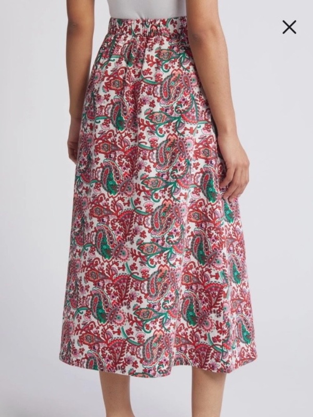 Boden Florence Linen Midi Skirt Women’s 12 R Floral Paisley Classic Boho Fun - Picture 2 of 8